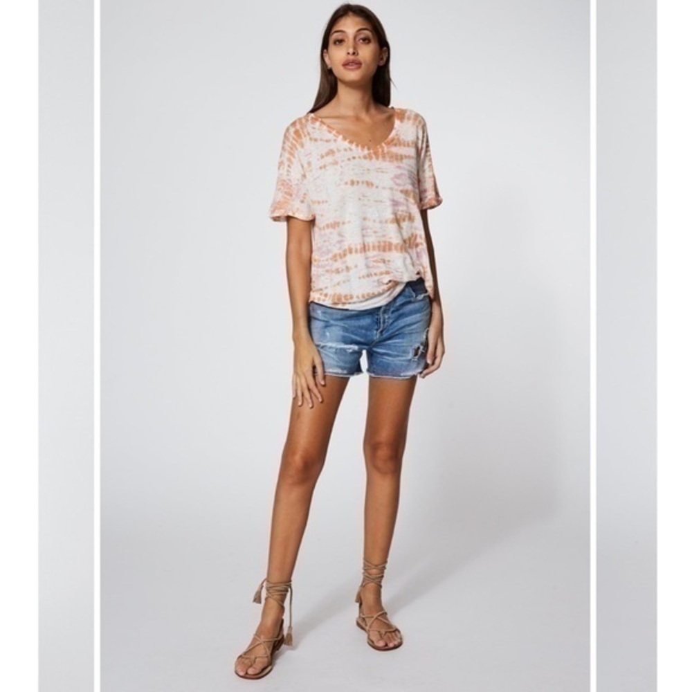 Young Fabulous & Broke V NECK TWISTER T IN PEACH